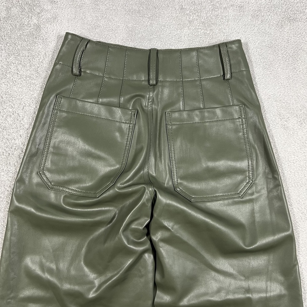 Maeve The Colette Pants Womens 26 Wide Leg Faux Leather Cropped Patch Pockets - Picture 10 of 12